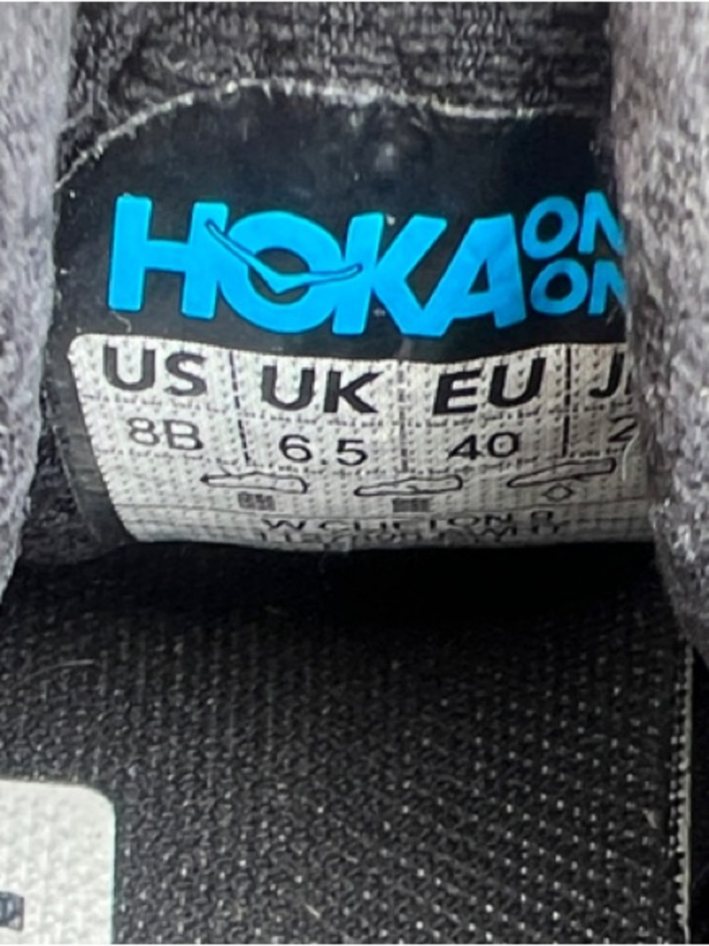 Hoka Black and White Clifton 9 Cushioned Running Shoes - Picture 5 of 5
